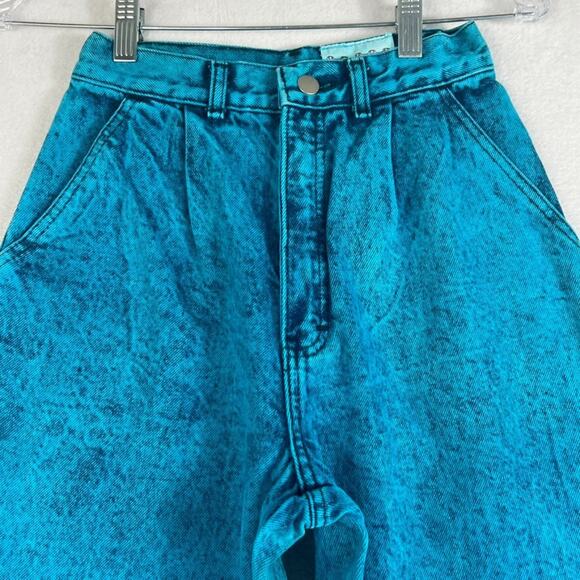 90s Vintage Sundance Turquoise Acid Wash Heavy Denim Mom Jeans Size 5/6 USA - Picture 4 of 11